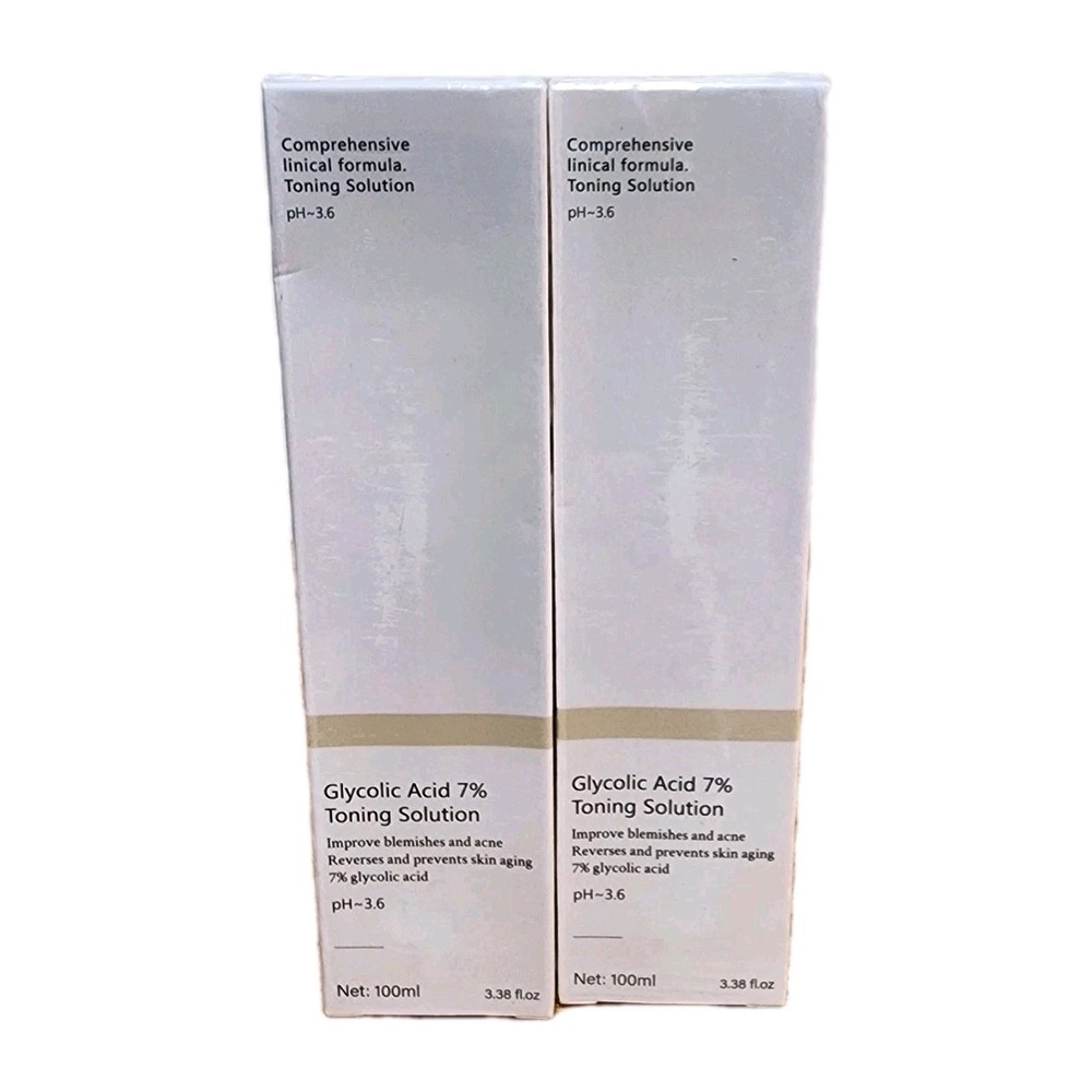 Glycolic Acid 7% Toning Solution Blemishes Acne Antiaging 3.38 oz  (PACK OF 2)